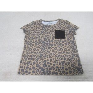 Crazy Train Shirt Womens Medium Leopard‎ Print Pocket Short Sleeve Tee Graphic